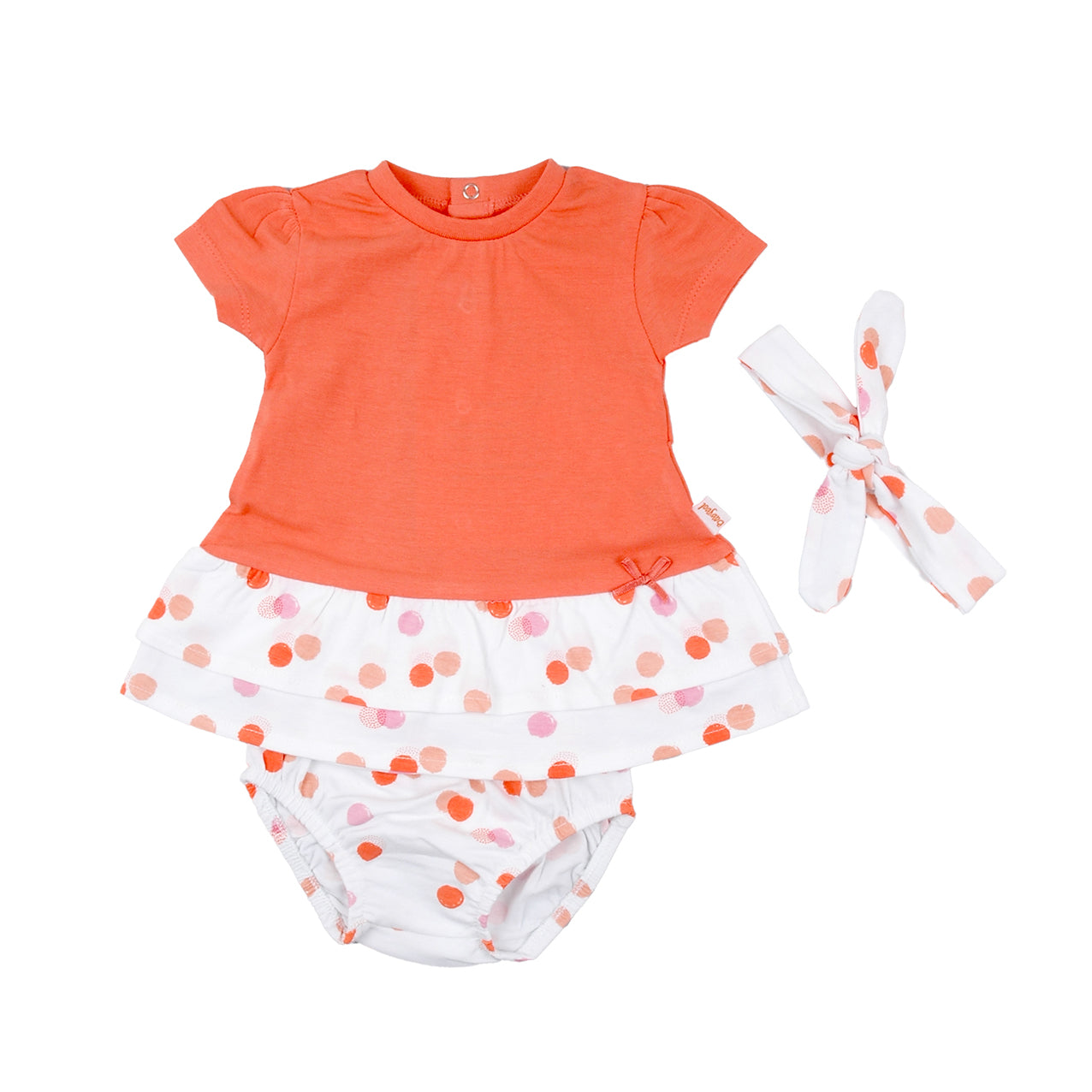 Orange and polkadot dress set
