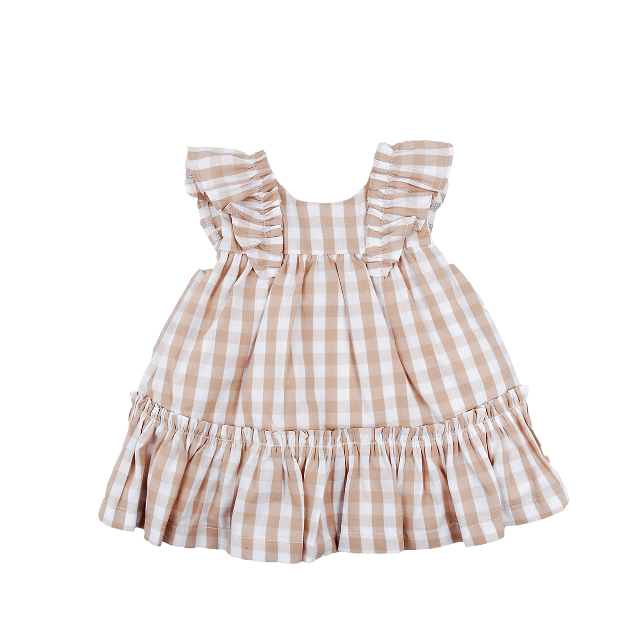 Sleeveless Beige Checked Dress