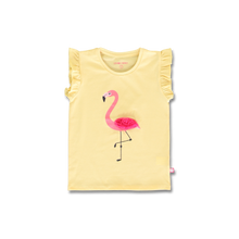 Load image into Gallery viewer, Yellow T-shirt with Textured Flamingo
