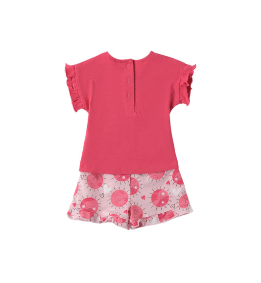 Hot pink Sun T-Shirt & Shorts Set