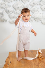 Load image into Gallery viewer, Smart Beige Striped Dungaree 2 pc Set
