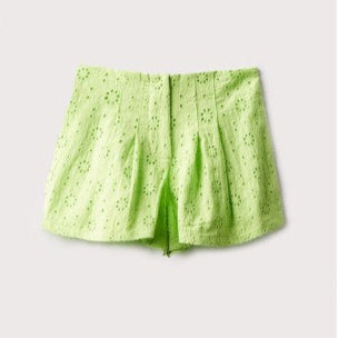 Neon Green Embroidered Shorts