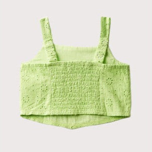 Neon Green Embroidered Tank-Top