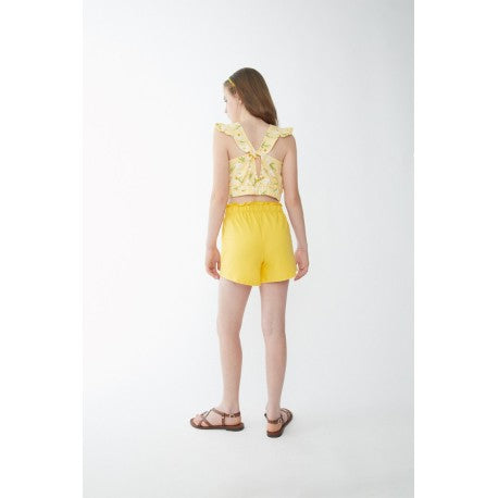 Yellow Flower T-shirt & Shorts Set