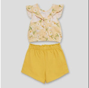 Yellow Flower T-shirt & Shorts Set