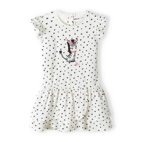 White Dress with hearts & zebra embroidery