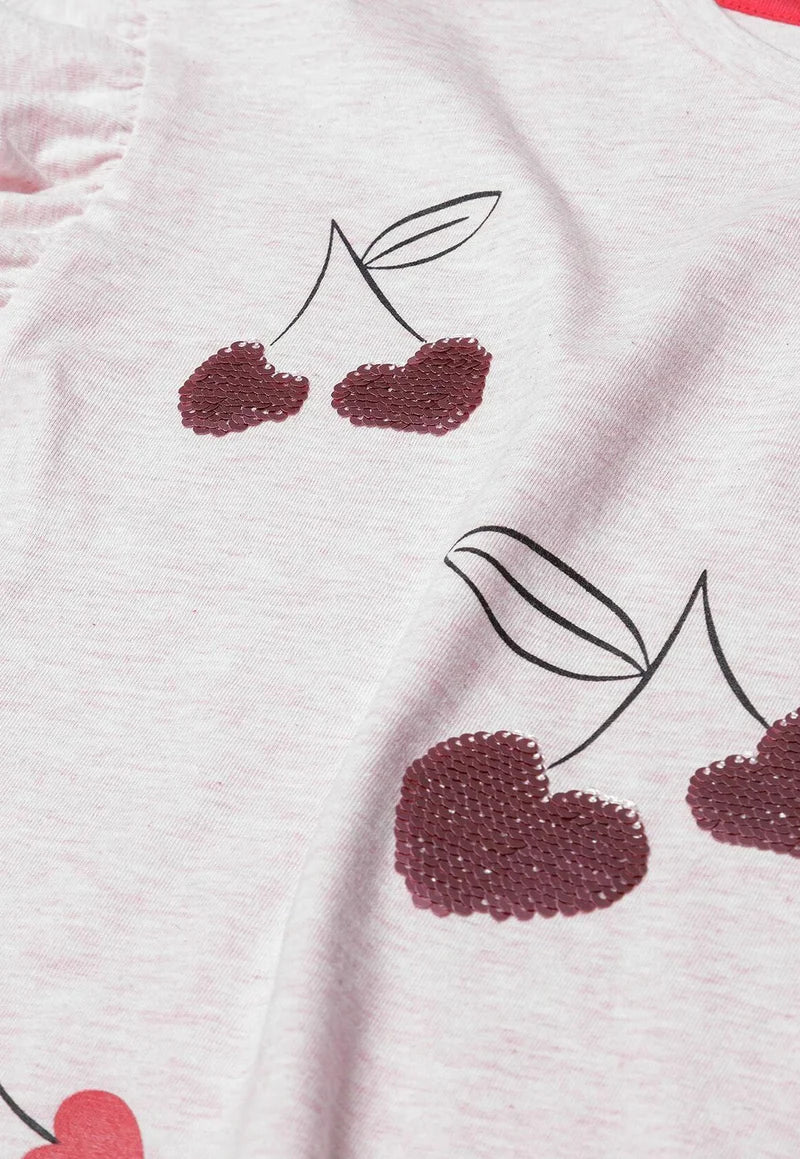 Cherry heart sequin t-shirt