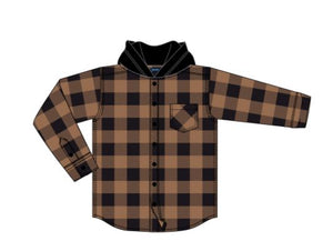 Checked hoodie shirt (brown/khaki)