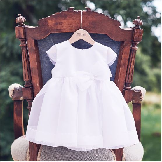 Cream dress with organdy bow