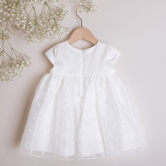 Cream dress with embroidered dots