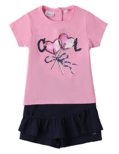 Pink Lollipop T-Shirt & Shorts Set