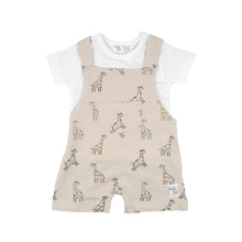 Load image into Gallery viewer, Beige Giraffe Dungaree Set
