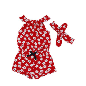 Red Jumpsuit with flowers & headband
