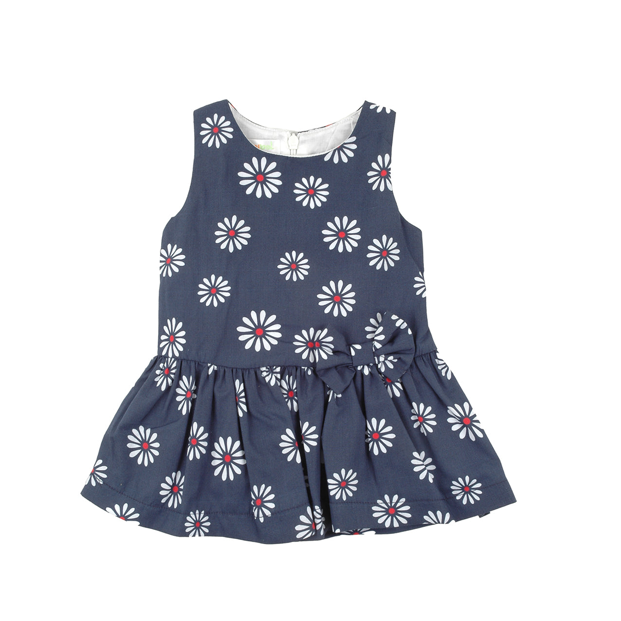 Navy Blue Soft Flower Pattern Dress