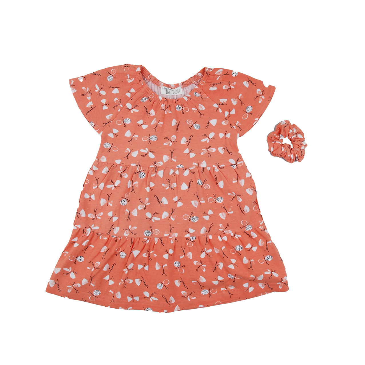 Orange Dress with butterfly print