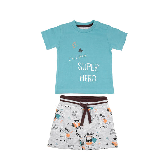 Super Hero Teal t-shirt & Shorts Set