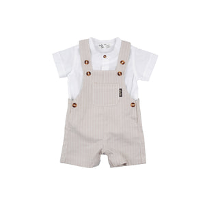 Smart Beige Striped Dungaree 2 pc Set