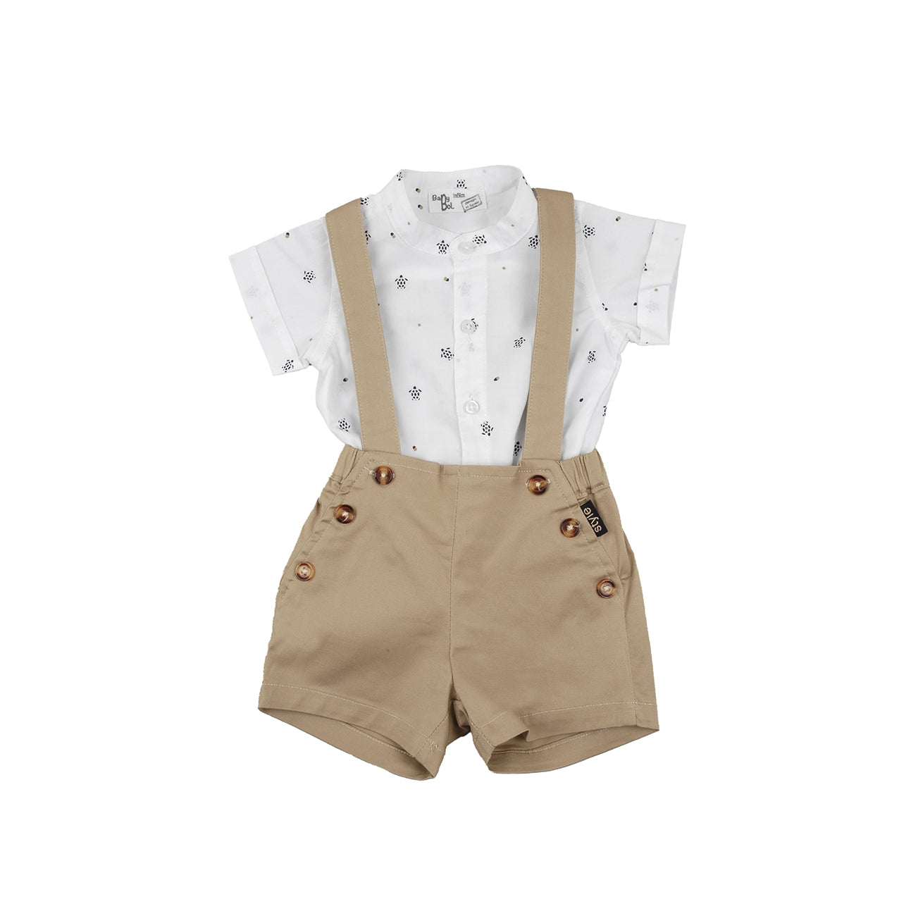 Stylish Beige Dungaree 2 pc set