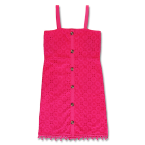 Embroidery buttoned dress (white or pink)