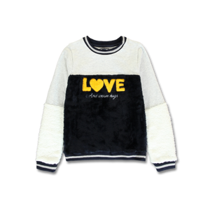 Grey and black fuzzy love sweater