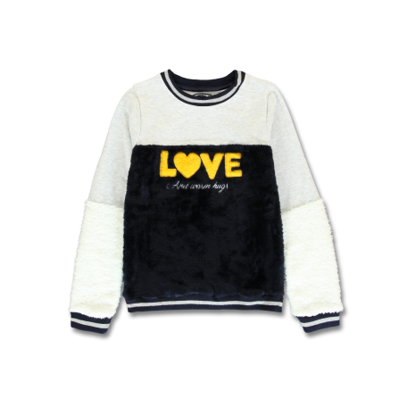 Grey and black fuzzy love sweater