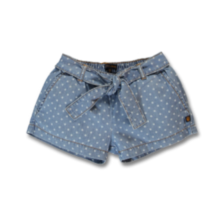 Spotted denim shorts