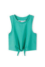 Load image into Gallery viewer, Green sleeveless t-shirt with knot
