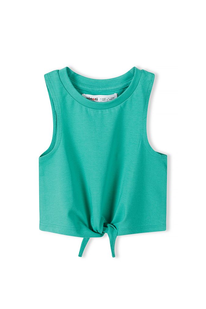 Green sleeveless t-shirt with knot