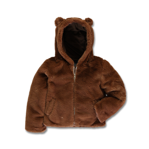 Faux Fur Jacket with bears ears hood