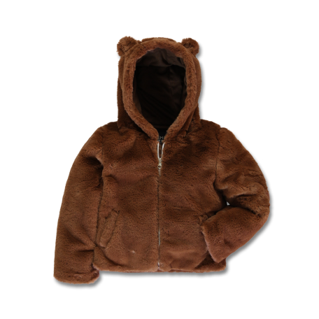 Brown fur jacket with bear ears