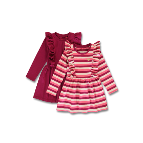 Cotton Purple/striped with frill Dress