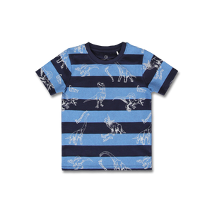 Blue/Navy Striped Dino T-shirt