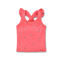 Load image into Gallery viewer, Sunkist Coral Sleeveless Shirt with Flamingo Pattern
