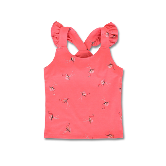 Sleeveless Shirt with Flamingo Pattern