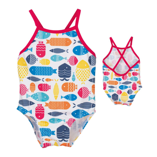 Fish pattern swimsuit in pocket