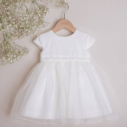 White with detachable tulle skirt dress