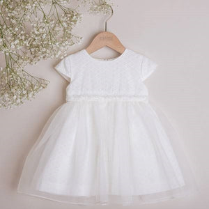 White with detachable tulle skirt dress