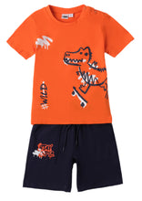 Load image into Gallery viewer, Orange Dinosaur T-Shirt &amp; Shorts Set
