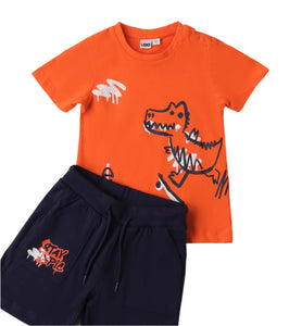 Orange Dinosaur T-Shirt & Shorts Set