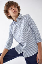 Load image into Gallery viewer, Striped White/Blue Button Shirt
