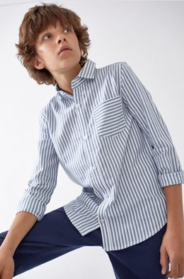 Striped White/Blue Button Shirt