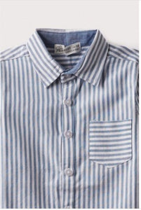 Striped White/Blue Button Shirt