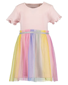 Pink Dress with Rainbow Tulle