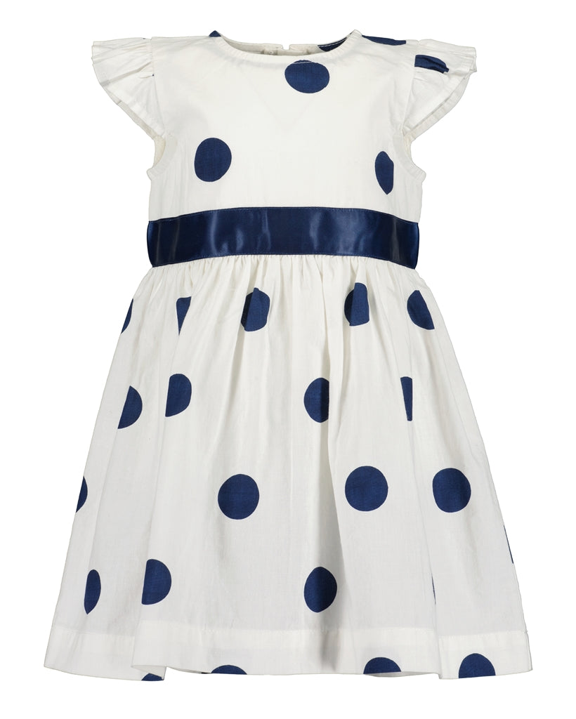 White Dress with Big Blue Polka Dots