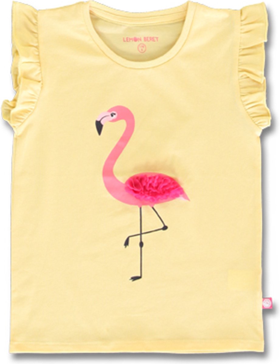 Sky Blue/yellow Top with Textured Flamingo
