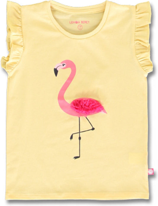 Sky Blue/yellow Top with Textured Flamingo