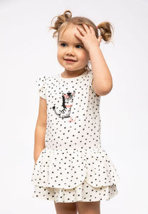 White Dress with hearts & zebra embroidery