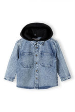 Load image into Gallery viewer, Denim hooded Shirt Jacket
