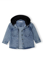 Load image into Gallery viewer, Denim hooded Shirt Jacket
