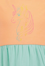 Load image into Gallery viewer, Orange, Mint &amp; Pink Unicorn Dress
